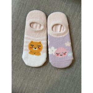 Kakao Friends Ryan Apeach Fuzzy No-Show Socks 2pc K-pop Korean Socks Size 5-8.5